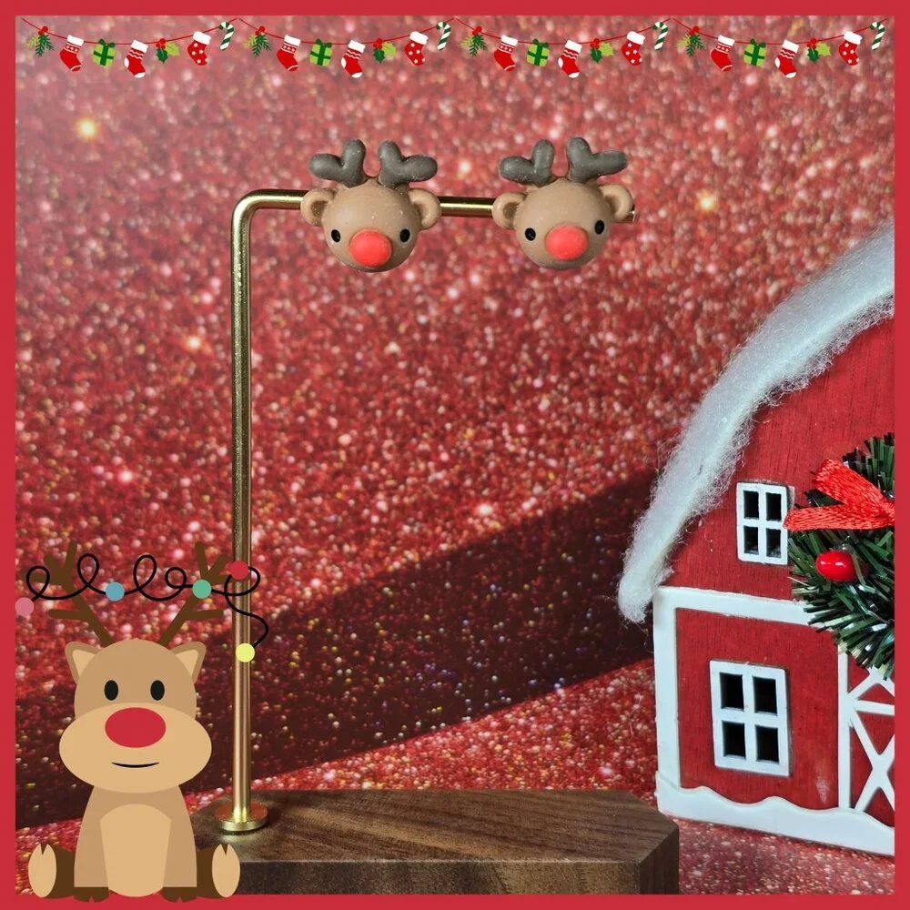 2/$15 Rudolph Reindeer Stud Earrings (NWOT)‎